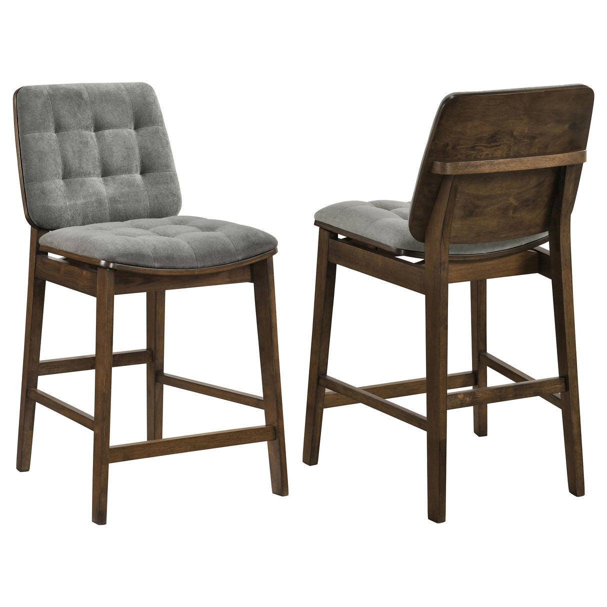 Coaster Furniture Redbridge 193969WAL Set of 2 Velvet Upholstered Counter Chair - Grey/Walnut IMAGE 1