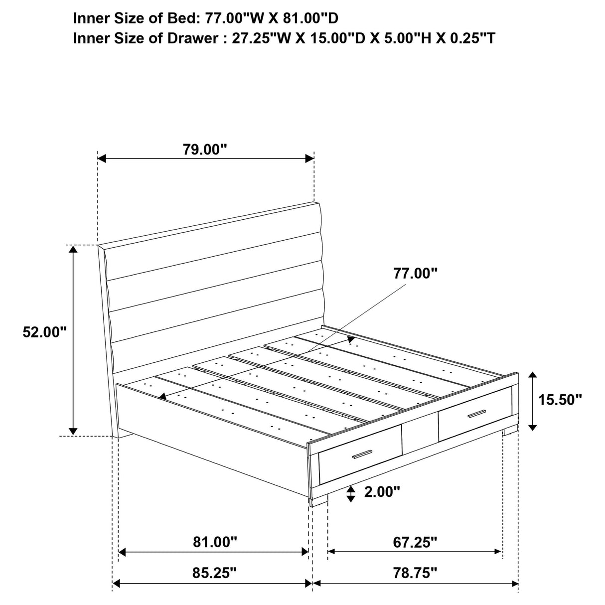 Coaster Furniture Felicity 203510KE Eastern King Storage Bed - White High Gloss IMAGE 8