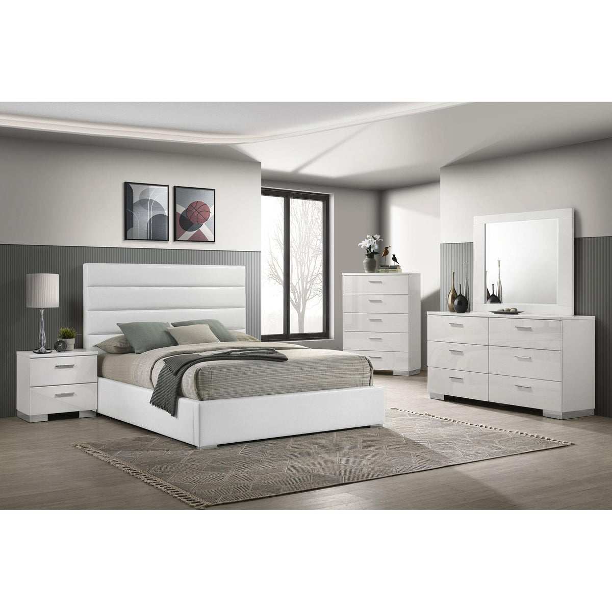 Coaster Furniture Felicity 203511KE 53-inch Upholstered Eastern King Platform Bed - White IMAGE 10