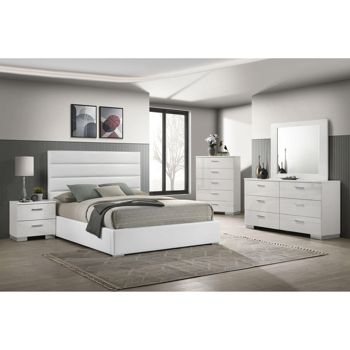 Coaster Furniture Felicity 203511Q 53-inch Upholstered Queen Platform Bed - White IMAGE 10