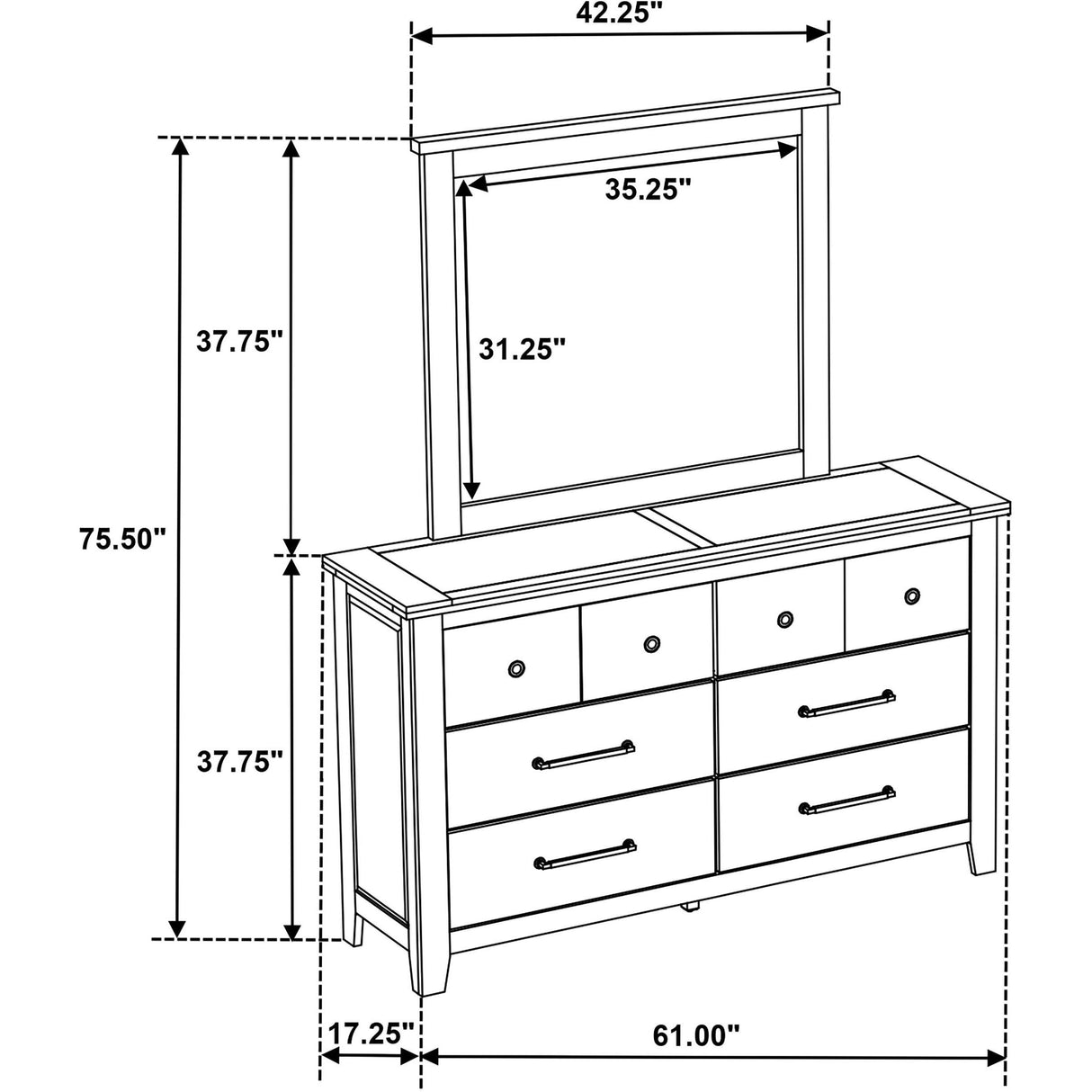 Coaster Furniture Hazlewood 207533M 6-drawer Bedroom Dresser with Mirror - Vineyard Oak IMAGE 13