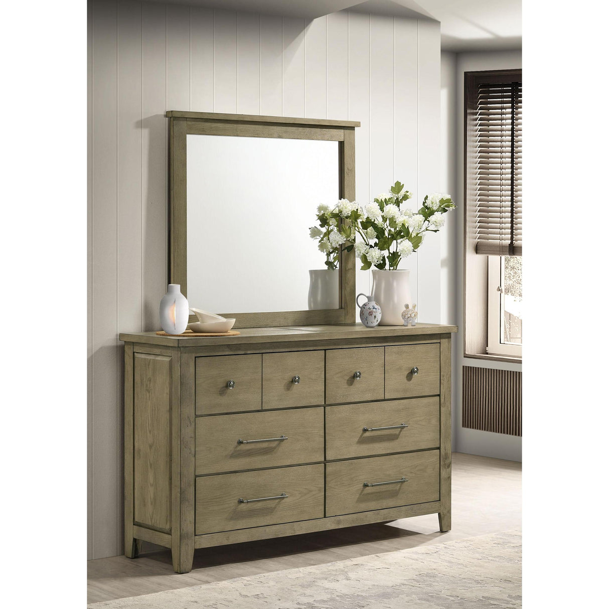 Coaster Furniture Hazlewood 207533M 6-drawer Bedroom Dresser with Mirror - Vineyard Oak IMAGE 2