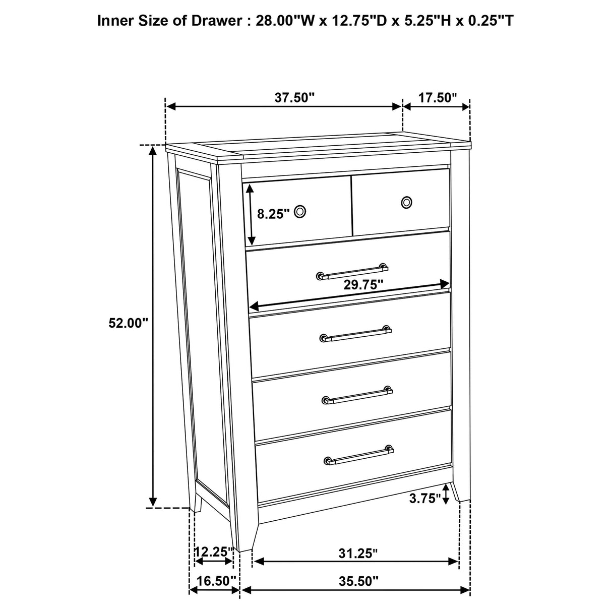 Coaster Furniture Hazlewood 207535 5-drawer Bedroom Chest - Vineyard Oak IMAGE 11
