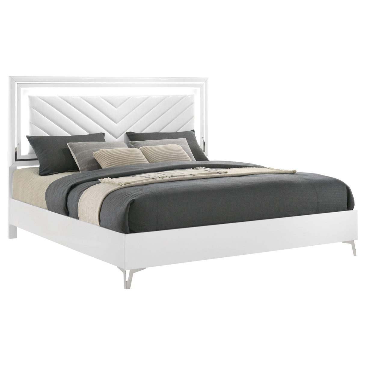 Coaster Furniture Cassia 215791KE Eastern King LED Panel Bed - White High Gloss IMAGE 7