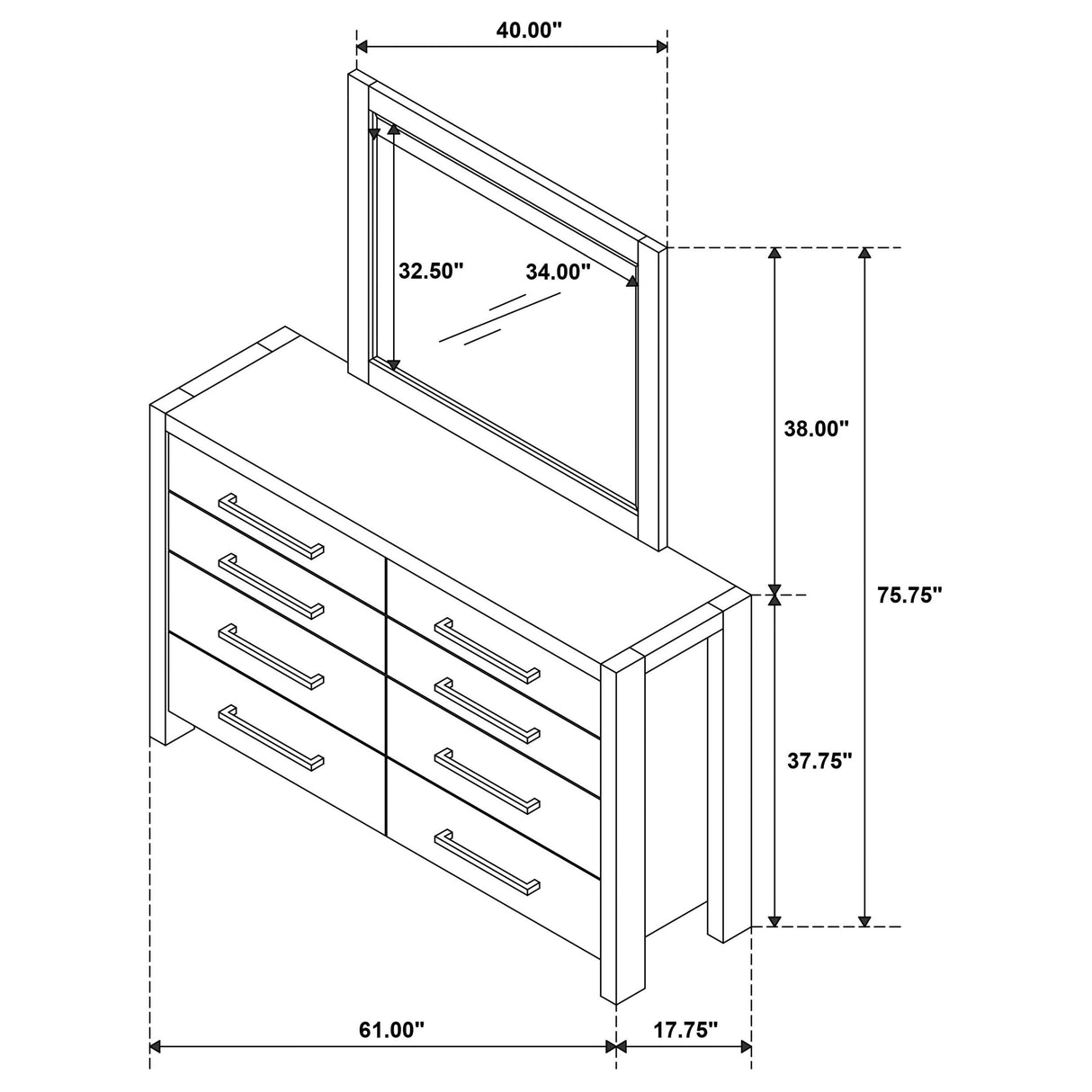 Coaster Furniture Adderley 215853M 8-drawer Bedroom Dresser and Mirror - Warm Brown IMAGE 12