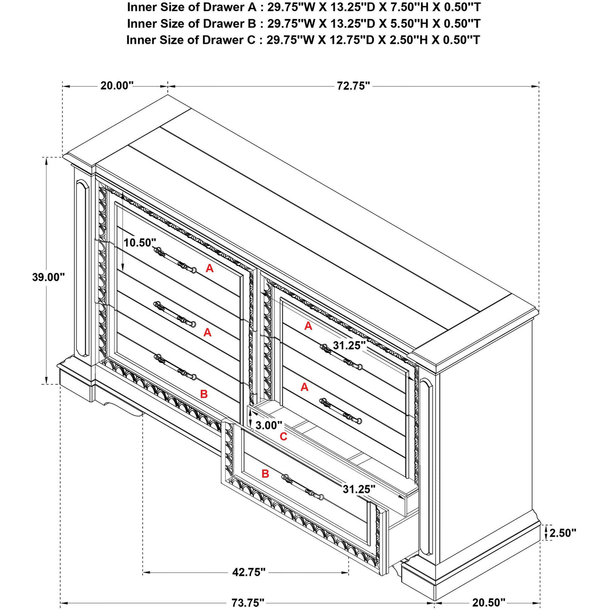 Coaster Furniture McKinney 215873 6-drawer Bedroom Dresser Cabinet - Vintage White IMAGE 14