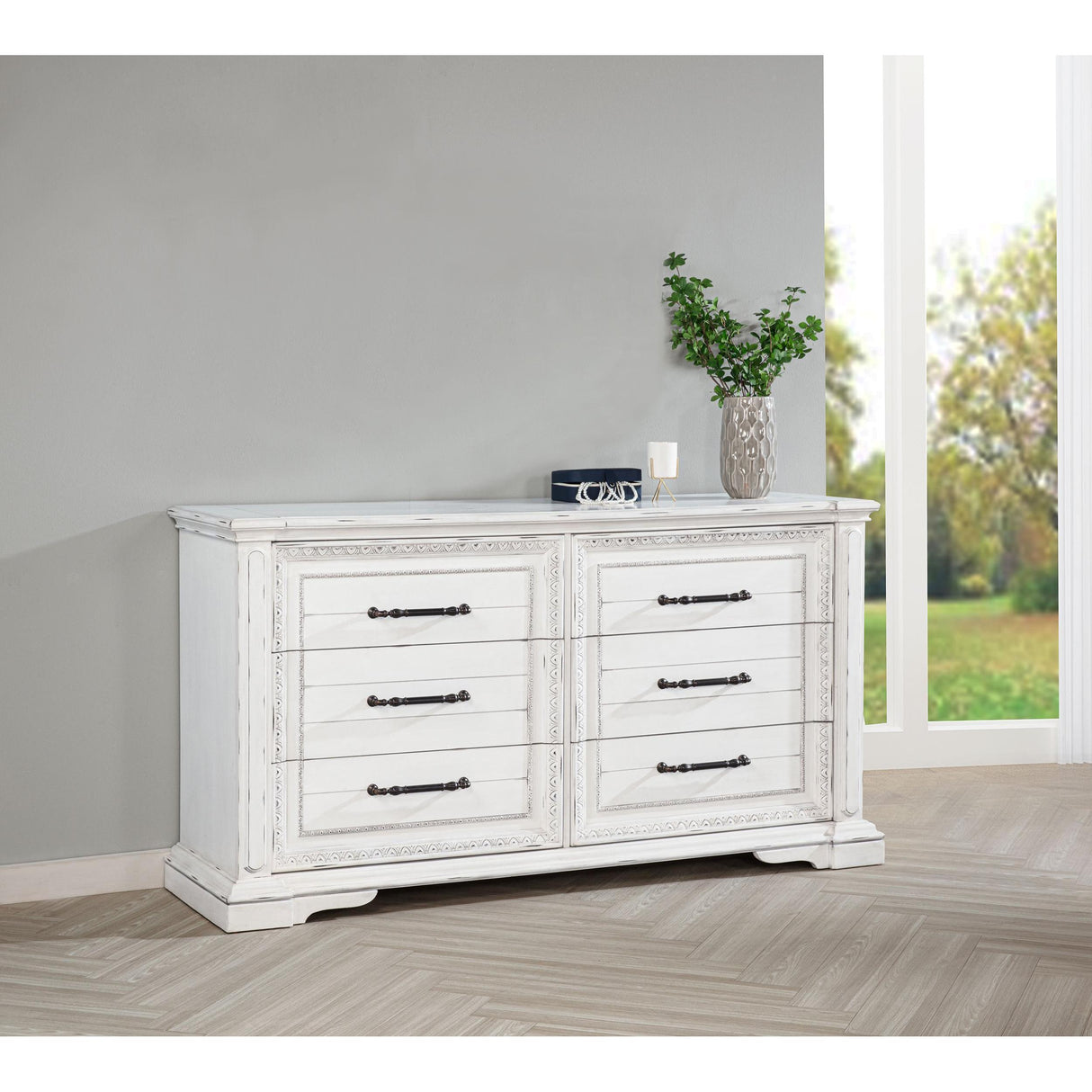 Coaster Furniture McKinney 215873 6-drawer Bedroom Dresser Cabinet - Vintage White IMAGE 2