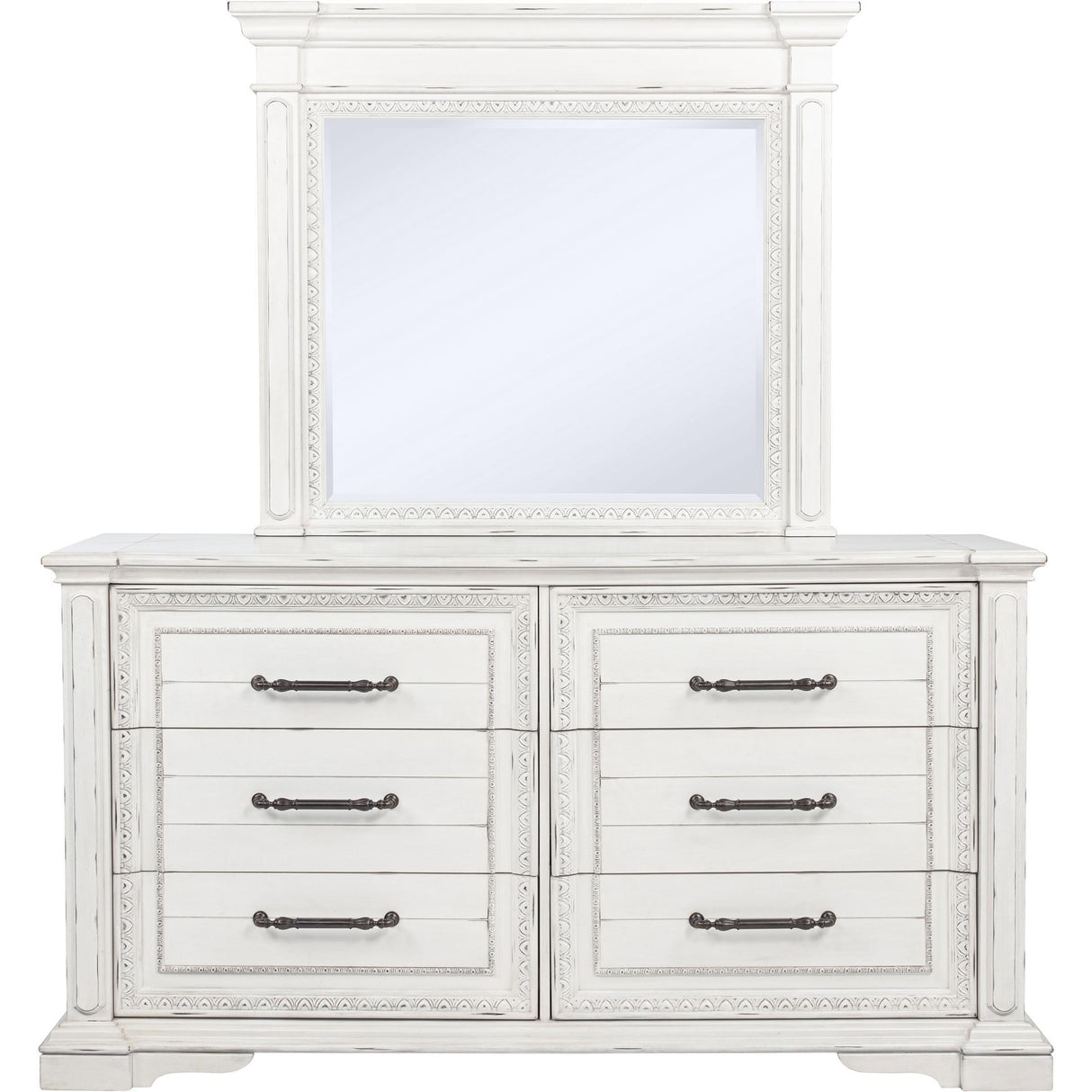 Coaster Furniture McKinney 215873M 6-drawer Bedroom Dresser with Mirror - Vintage White IMAGE 3