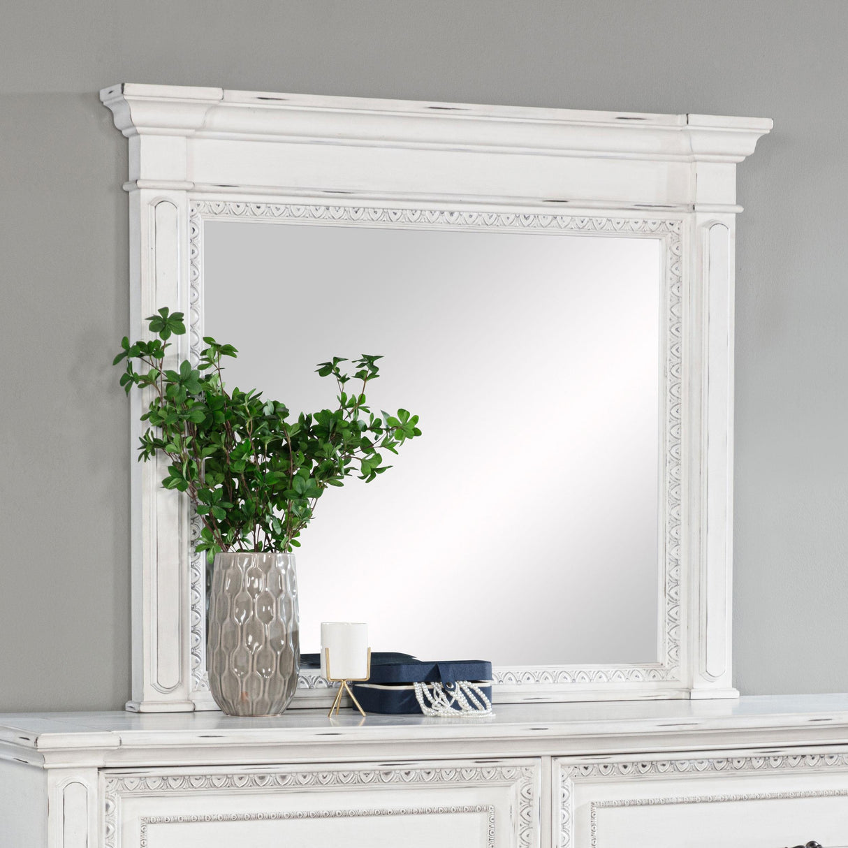 Coaster Furniture McKinney 215874 Dresser Mirror - Vintage White IMAGE 6