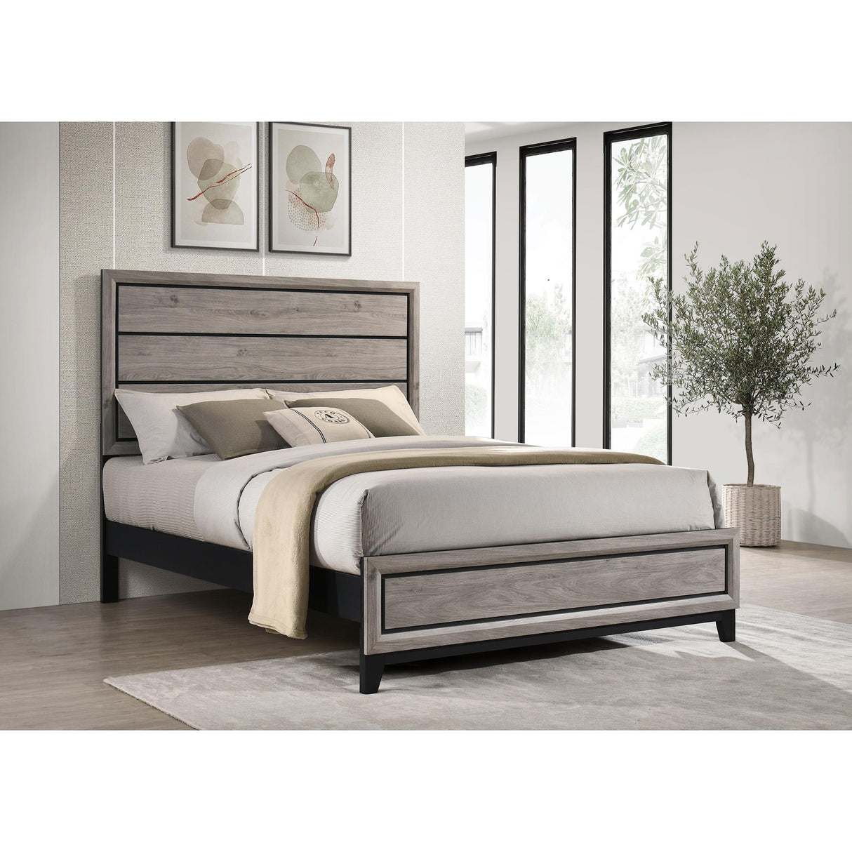 Coaster Furniture Valen 215911Q Wood Queen Panel Bed - Light Taupe IMAGE 5