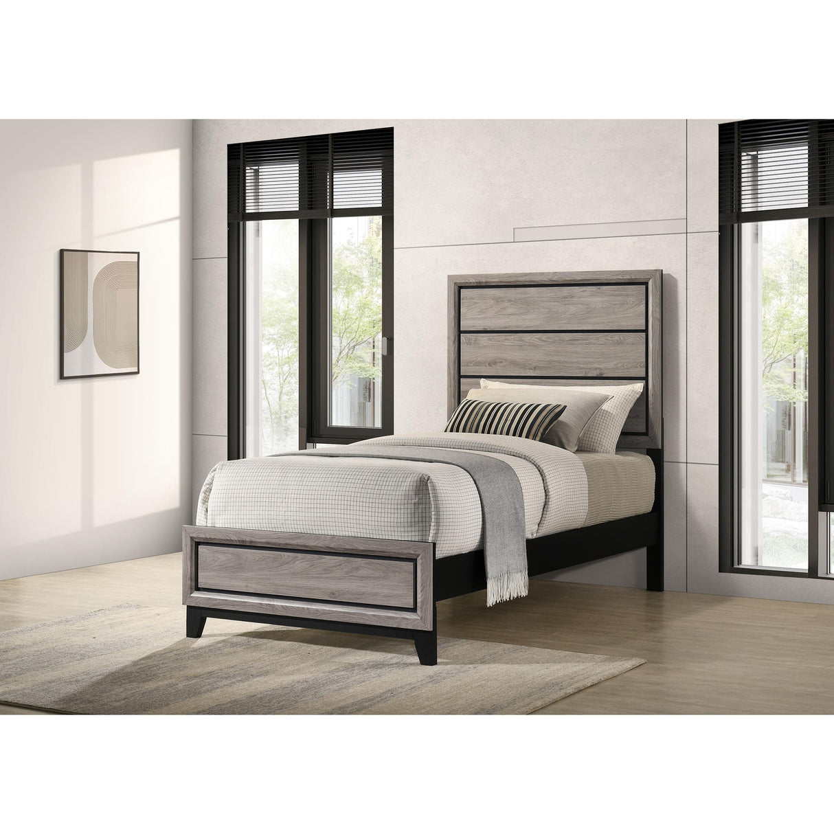 Coaster Furniture Valen 215911T Wood Twin Panel Bed - Light Taupe IMAGE 3