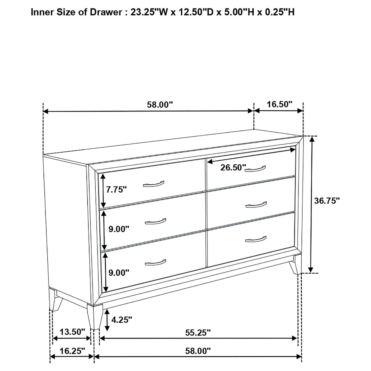 Coaster Furniture Valen 215913 6-drawer Bedroom Dresser Cabinet - Light Taupe IMAGE 12
