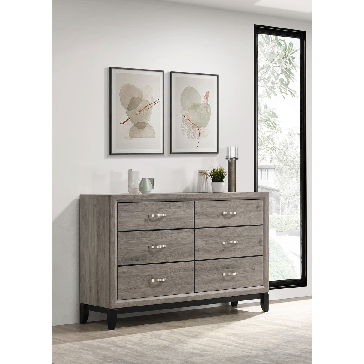 Coaster Furniture Valen 215913 6-drawer Bedroom Dresser Cabinet - Light Taupe IMAGE 2