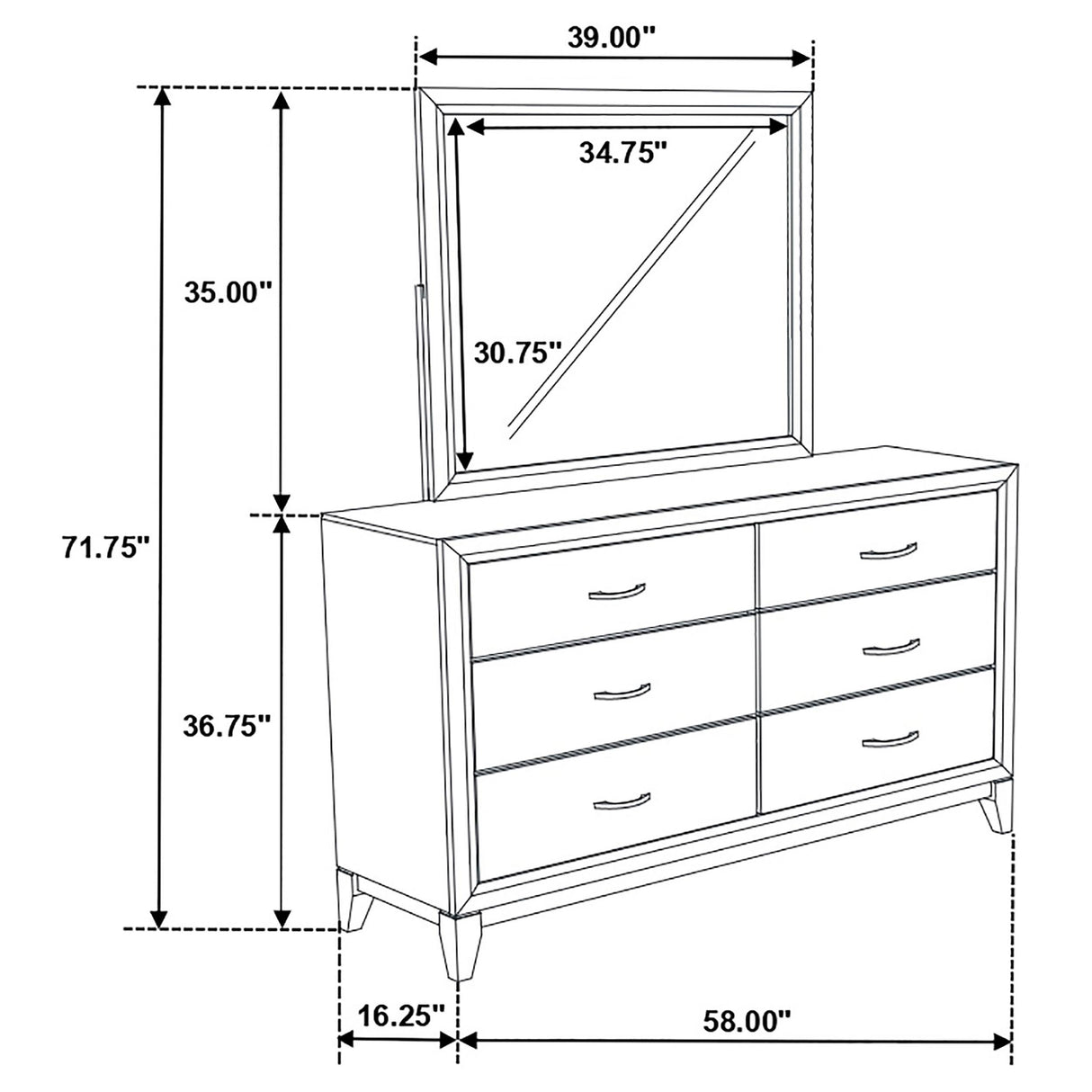 Coaster Furniture Valen 215913M 6-drawer Bedroom Dresser and Mirror - Light Taupe IMAGE 12