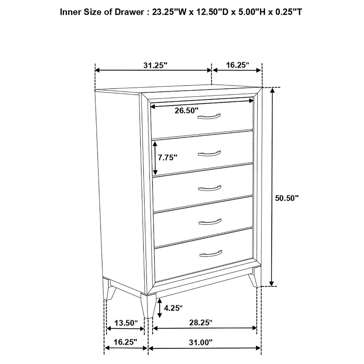 Coaster Furniture Valen 215915 5-drawer Bedroom Chest - Light Taupe IMAGE 12