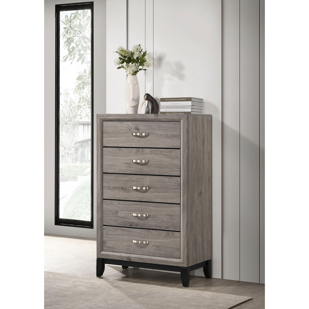 Coaster Furniture Valen 215915 5-drawer Bedroom Chest - Light Taupe IMAGE 6