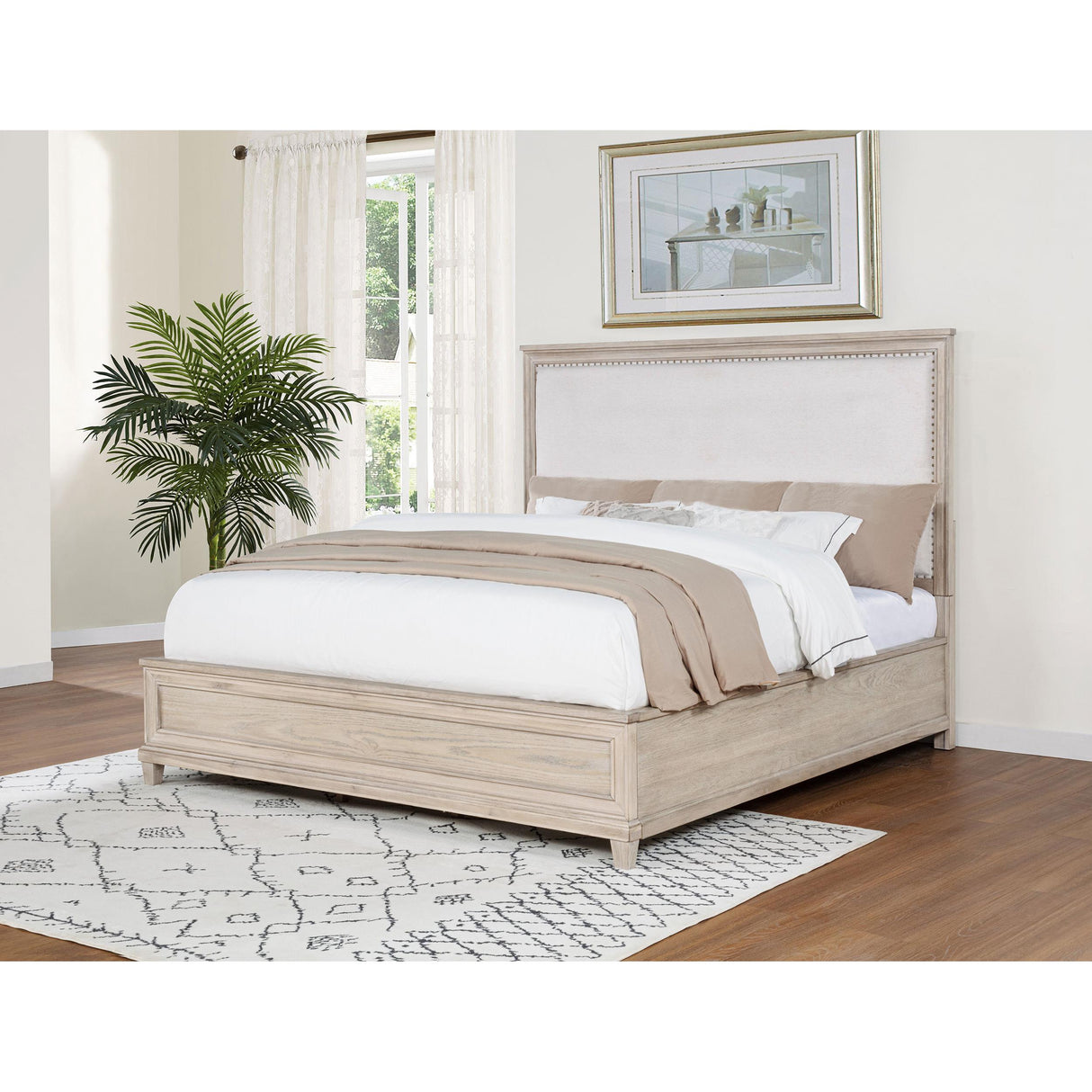 Coaster Furniture Pembroke 215921KW 66-inch California King Panel Bed - Washed Oak IMAGE 3