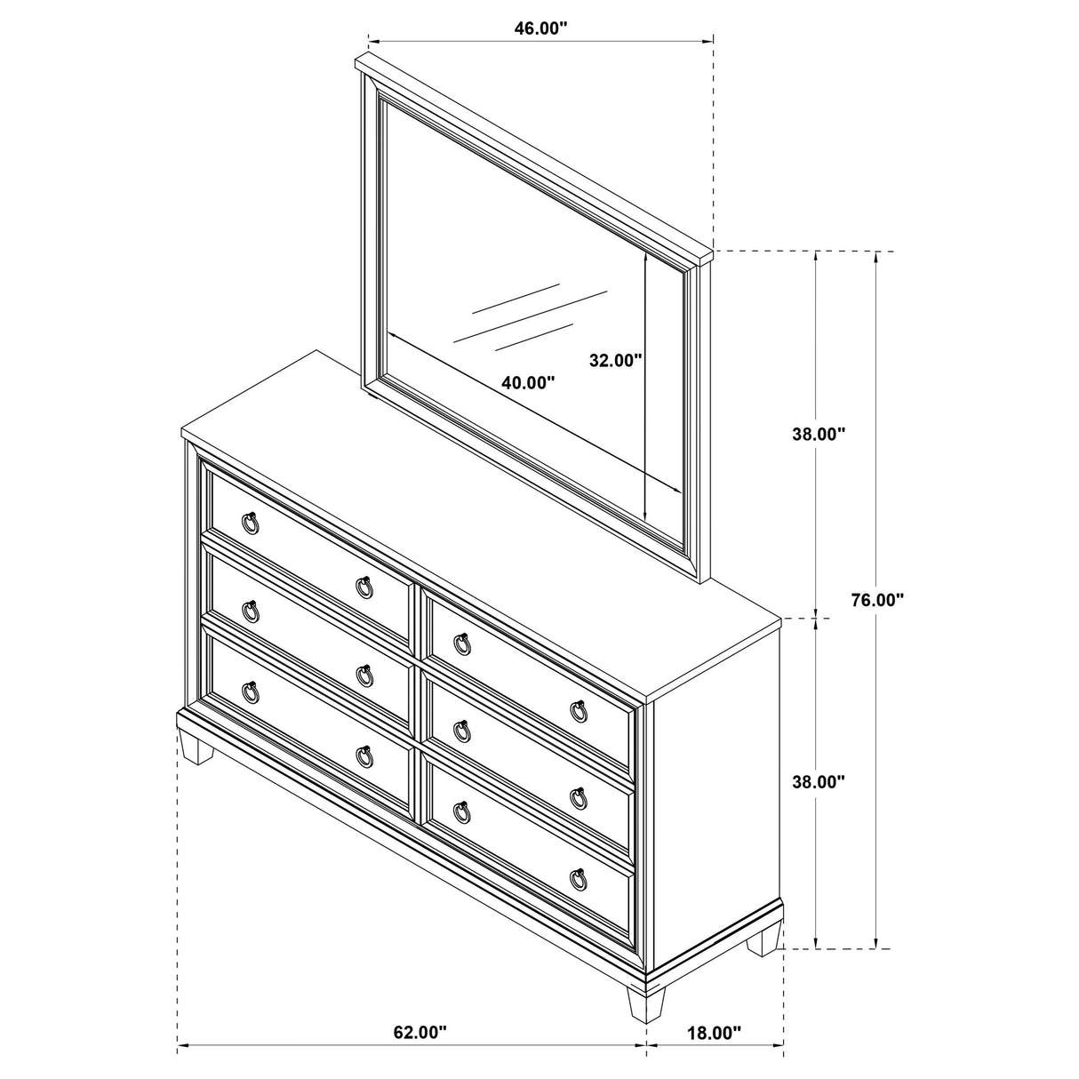 Coaster Furniture Pembroke 215923M 6-drawer Bedroom Dresser with Mirror - Washed Oak IMAGE 11
