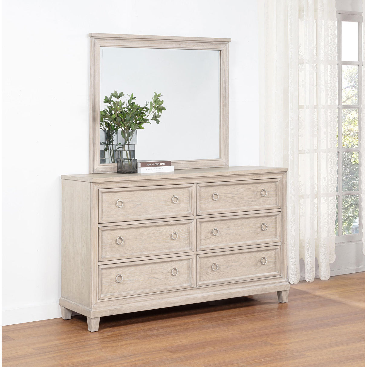 Coaster Furniture Pembroke 215923M 6-drawer Bedroom Dresser with Mirror - Washed Oak IMAGE 2