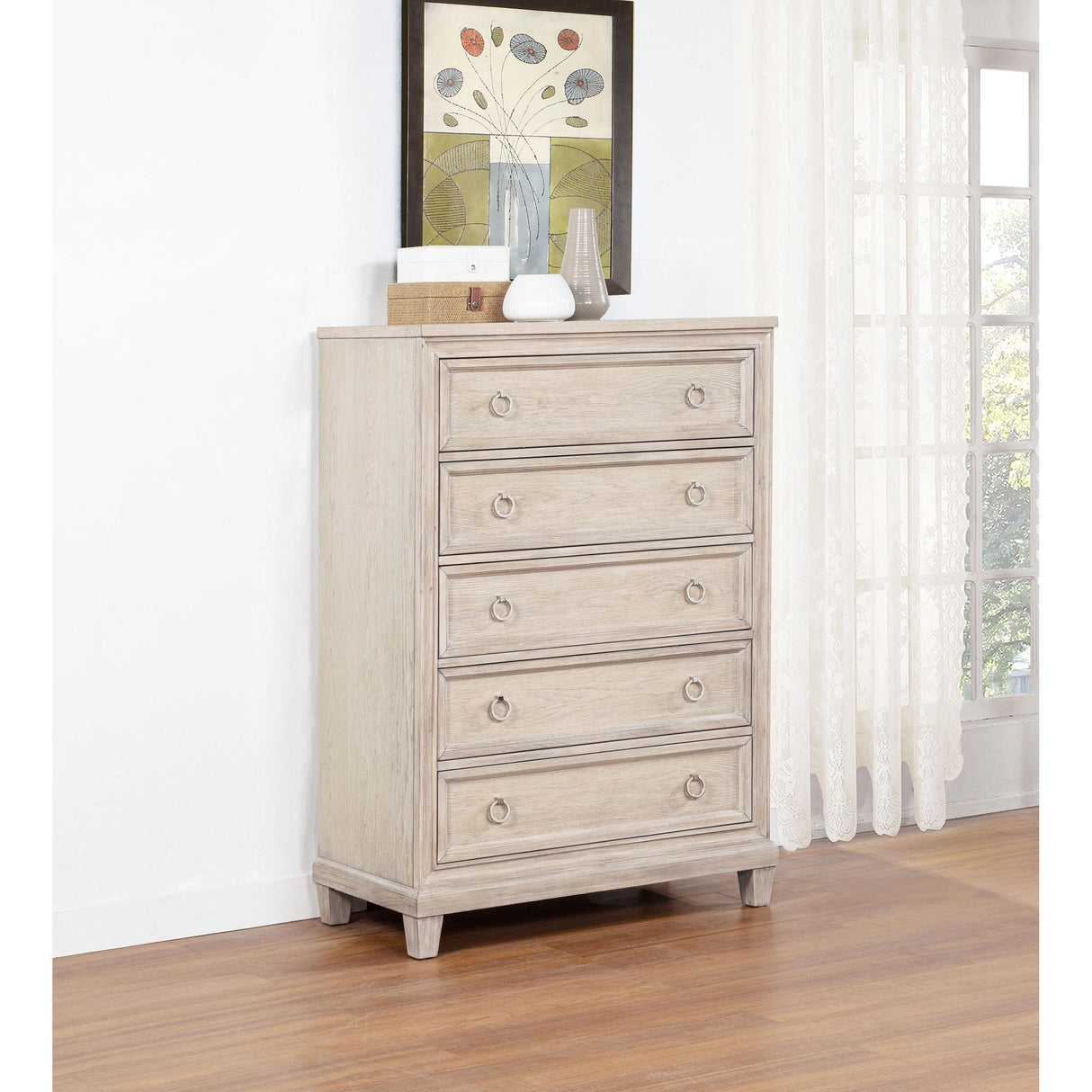 Coaster Furniture Pembroke 215925 5-drawer Chest - Washed Oak IMAGE 5