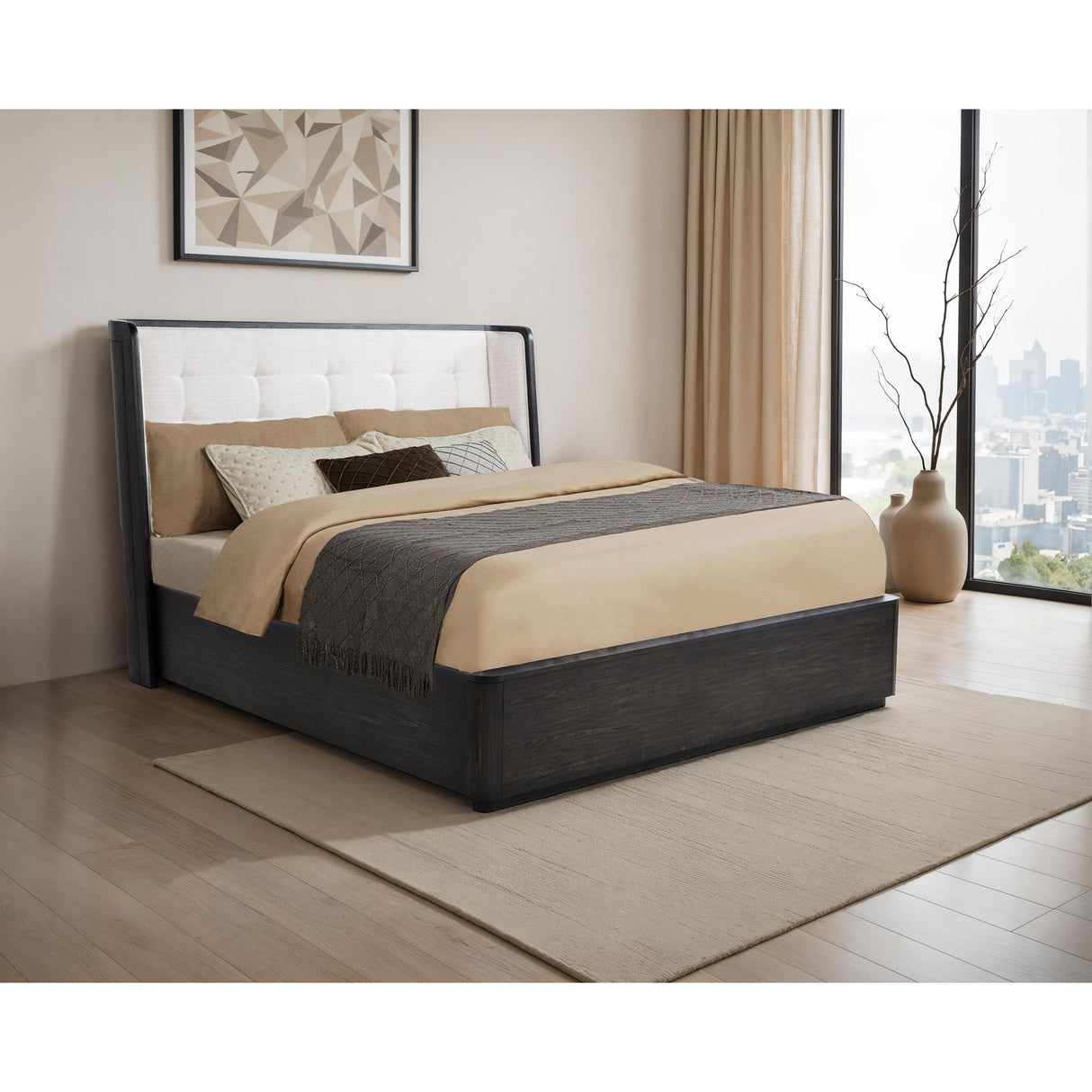 Coaster Furniture Leandro 222491KW 55-inch California King Wingback Bed - Burnished Black IMAGE 10