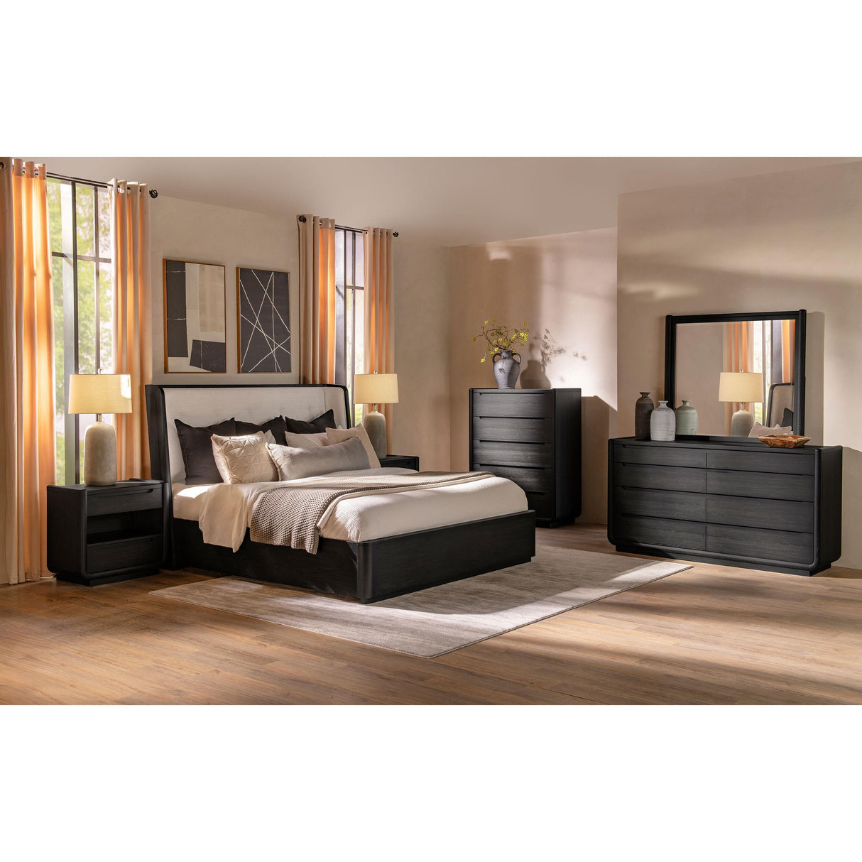 Coaster Furniture Leandro 222491Q 55-inch Queen Wingback Bed - Burnished Black IMAGE 9