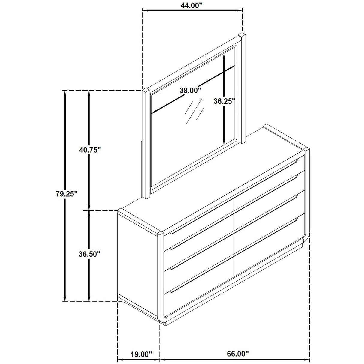 Coaster Furniture Leandro 222493M 8-drawer Bedroom Dresser with Mirror - Burnished Black IMAGE 12