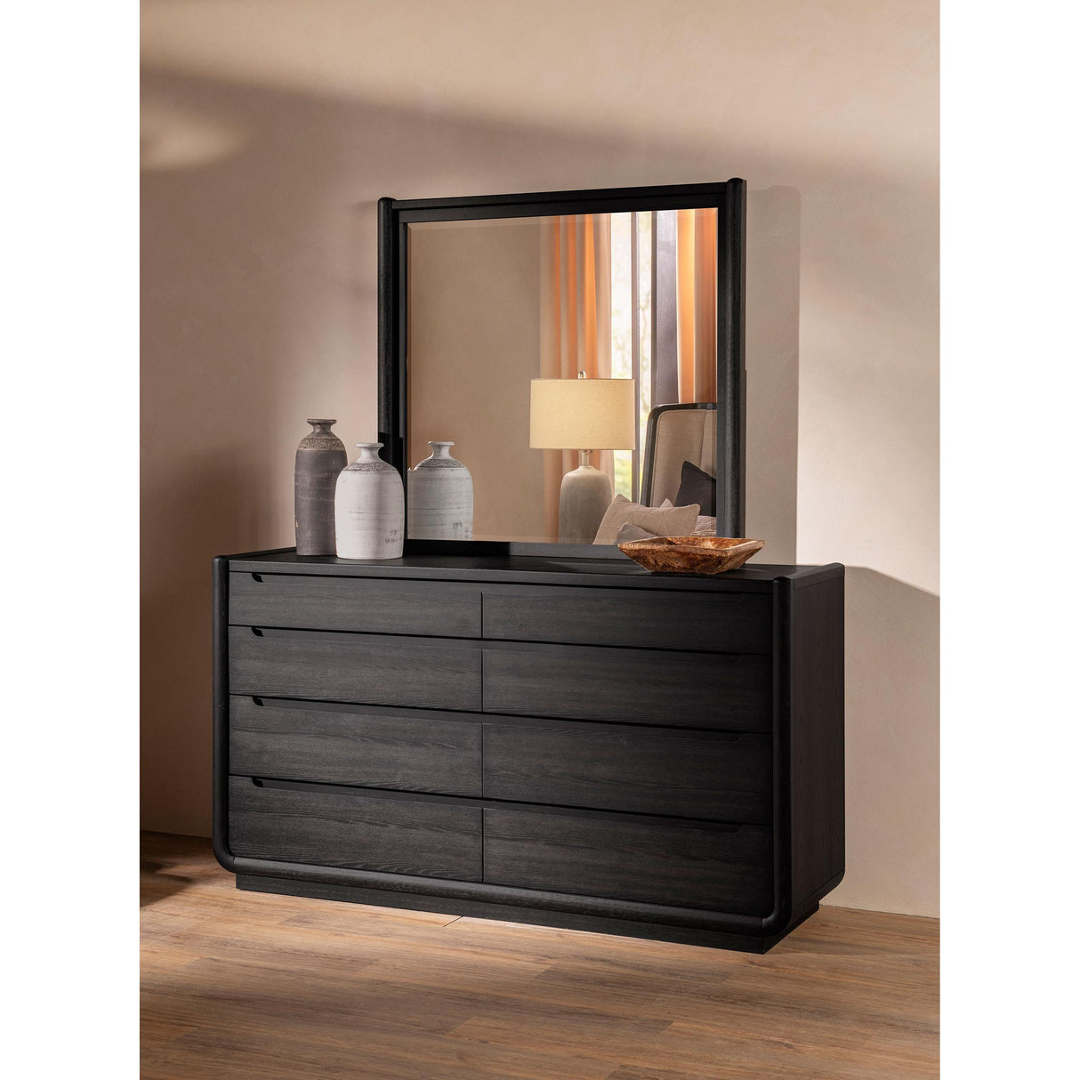 Coaster Furniture Leandro 222493M 8-drawer Bedroom Dresser with Mirror - Burnished Black IMAGE 2