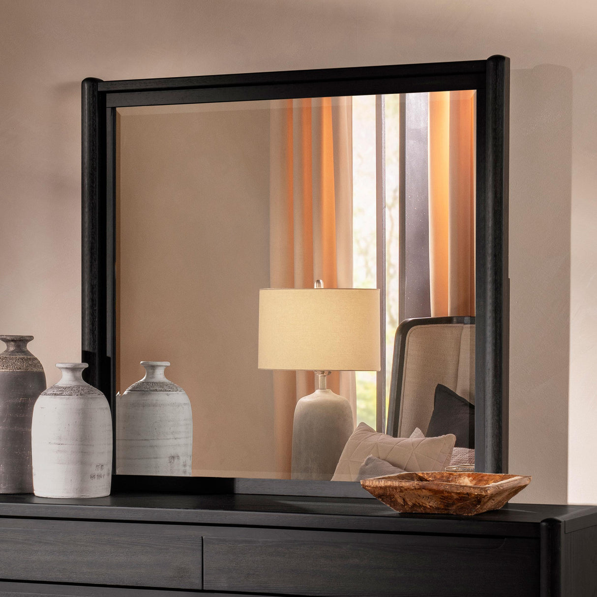 Coaster Furniture Leandro 222494 Dresser Mirror - Burnished Black IMAGE 5