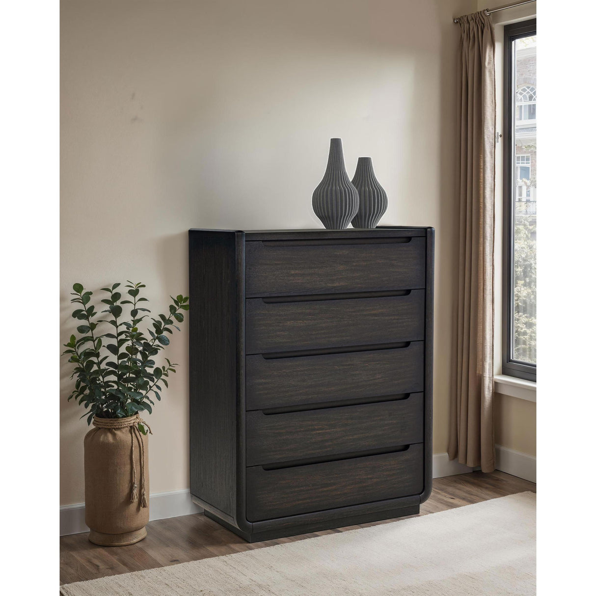 Coaster Furniture Leandro 222495 5-drawer Bedroom Chest - Burnished Black IMAGE 2