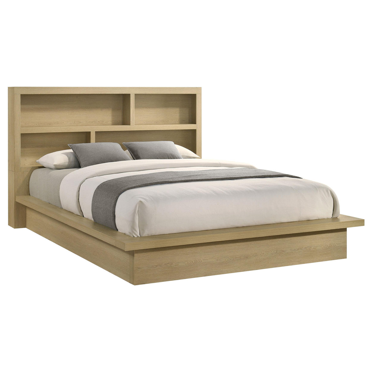 Coaster Furniture Hendricks 222650KE Eastern King Bookcase Headboard Platform Bed - Light Oak IMAGE 10