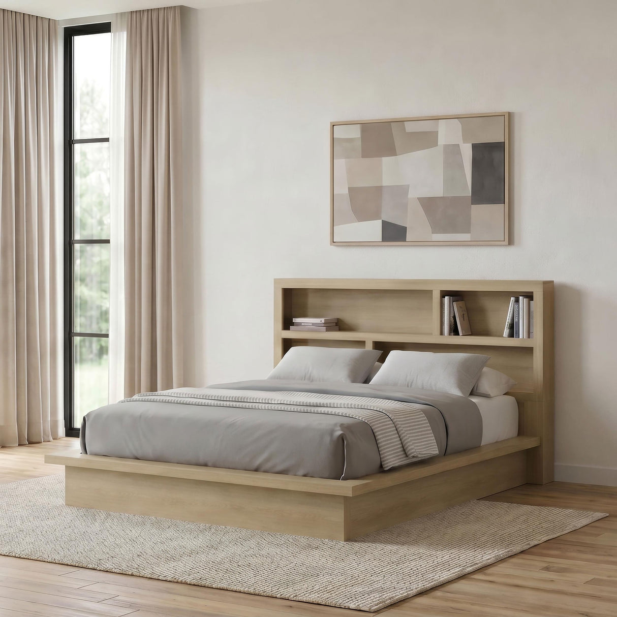 Coaster Furniture Hendricks 222650KE Eastern King Bookcase Headboard Platform Bed - Light Oak IMAGE 8