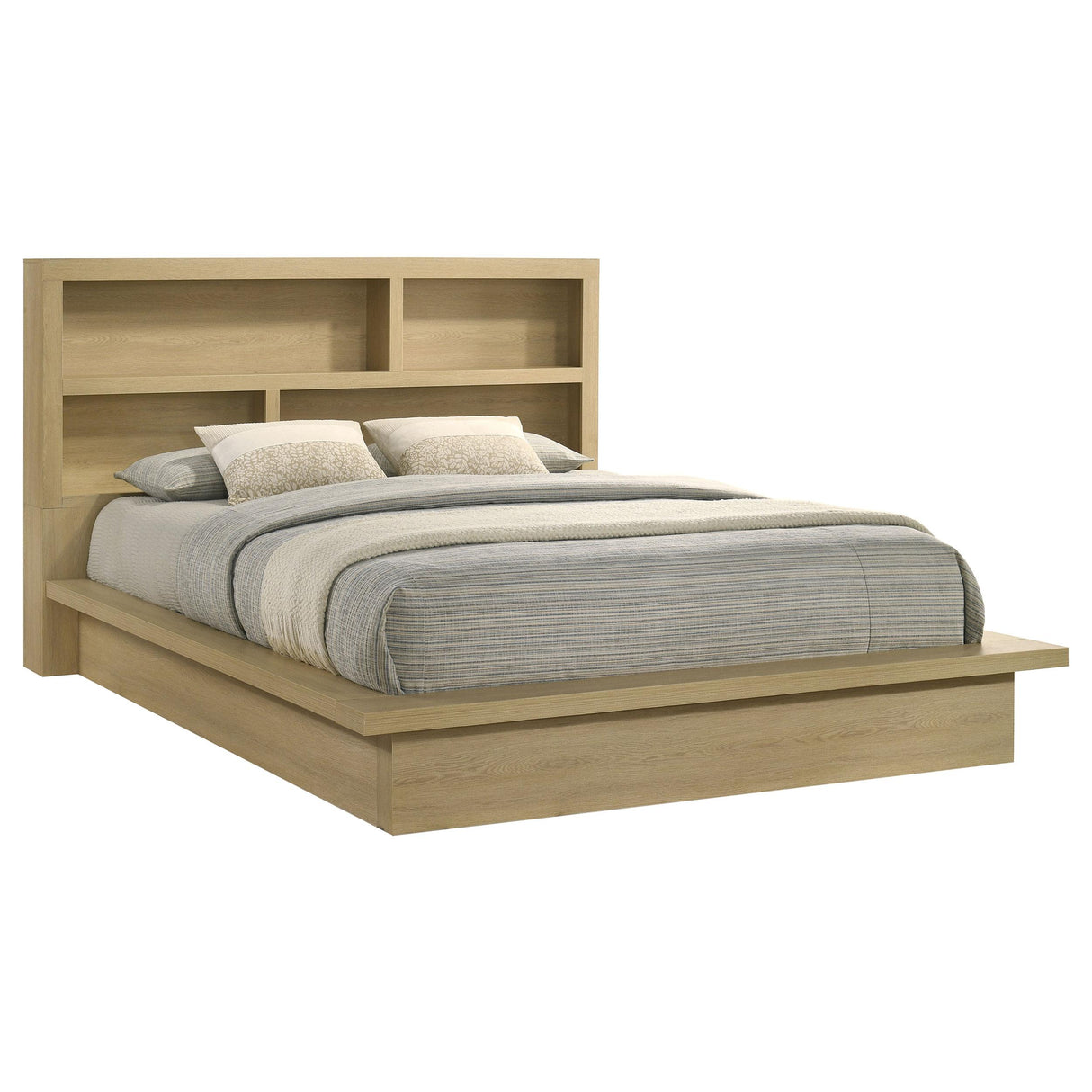 Coaster Furniture Hendricks 222650KW California King Bookcase Headboard Platform Bed - Light Oak IMAGE 7