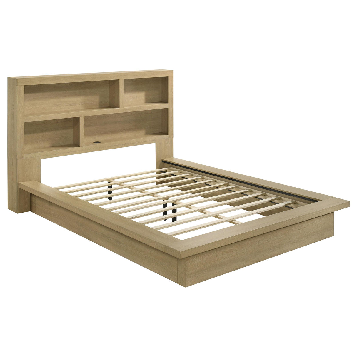 Coaster Furniture Hendricks 222650Q Queen Bookcase Headboard Platform Bed - Light Oak IMAGE 2