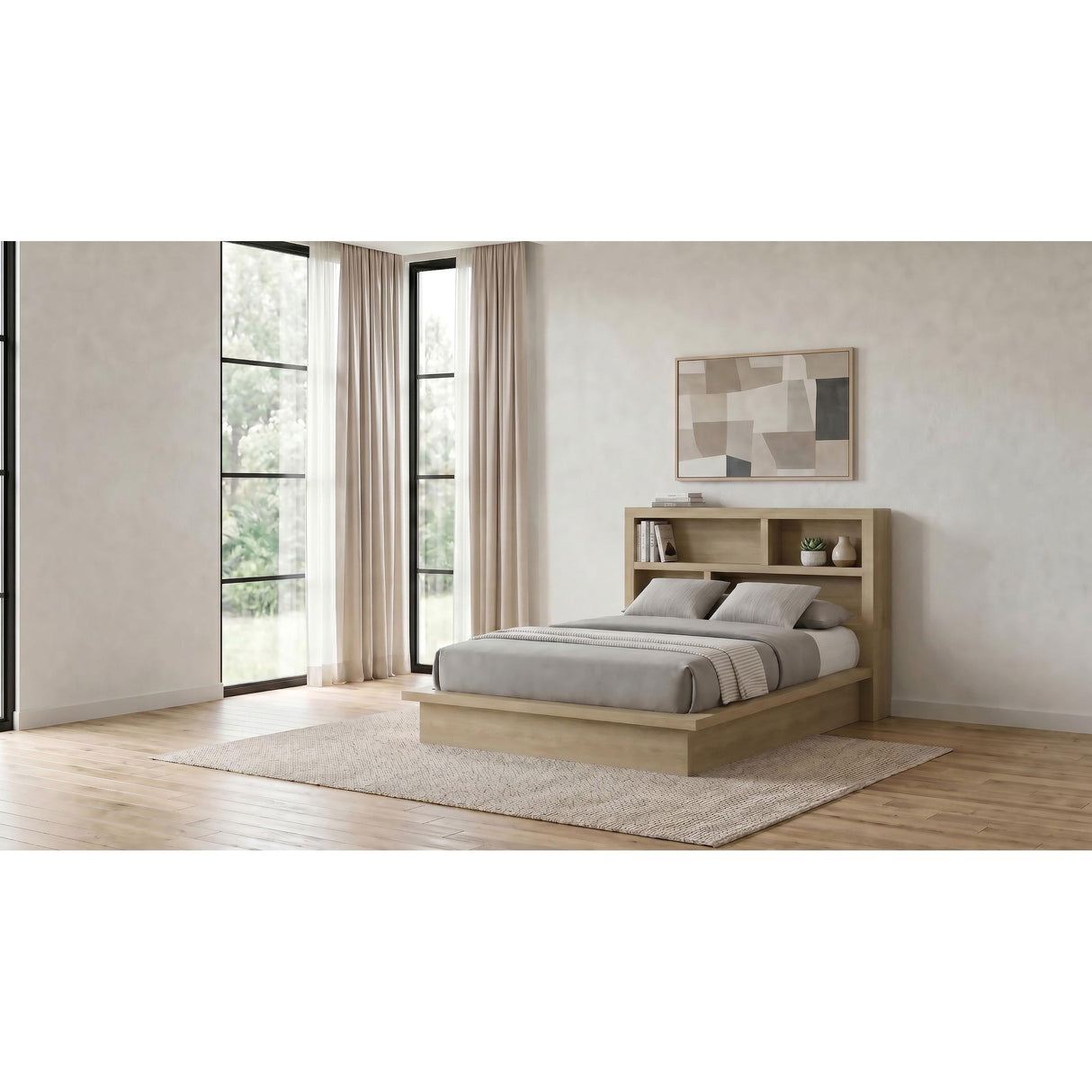 Coaster Furniture Hendricks 222650Q Queen Bookcase Headboard Platform Bed - Light Oak IMAGE 6