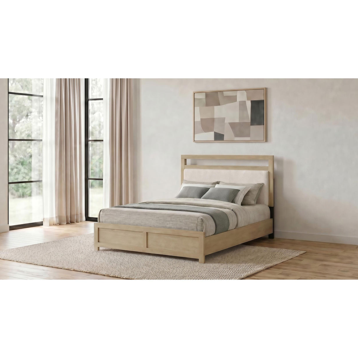 Coaster Furniture Hendricks 222651Q Queen Panel Headboard Platform Bed - Light Oak IMAGE 3