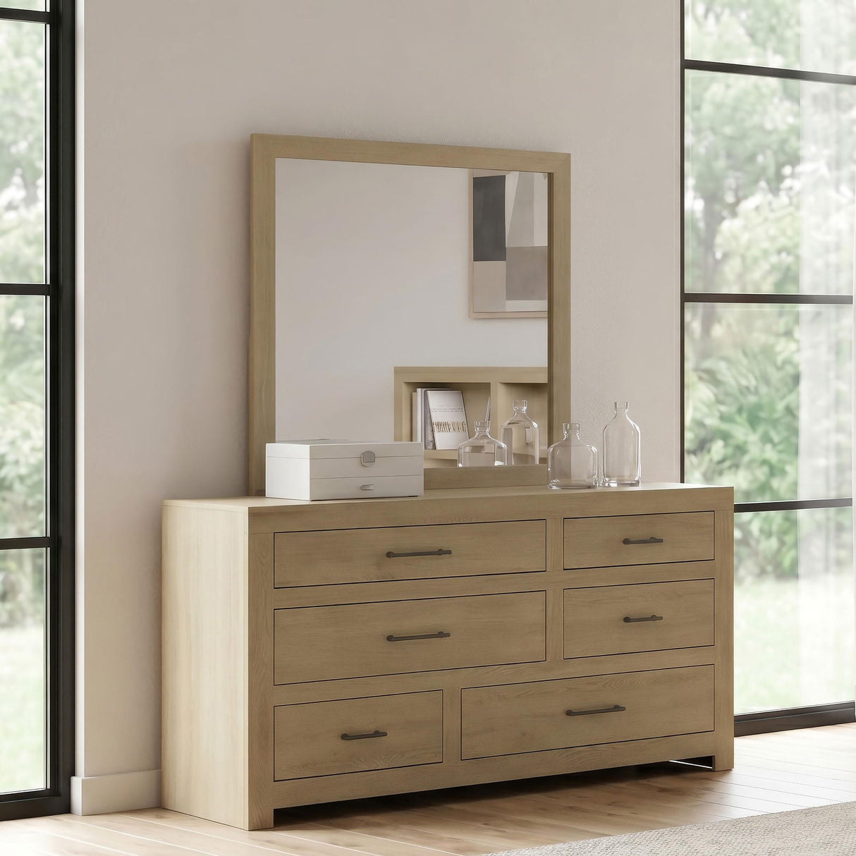 Coaster Furniture Hendricks 222653M 6-drawer Bedroom Dresser and Mirror - Light Oak IMAGE 6