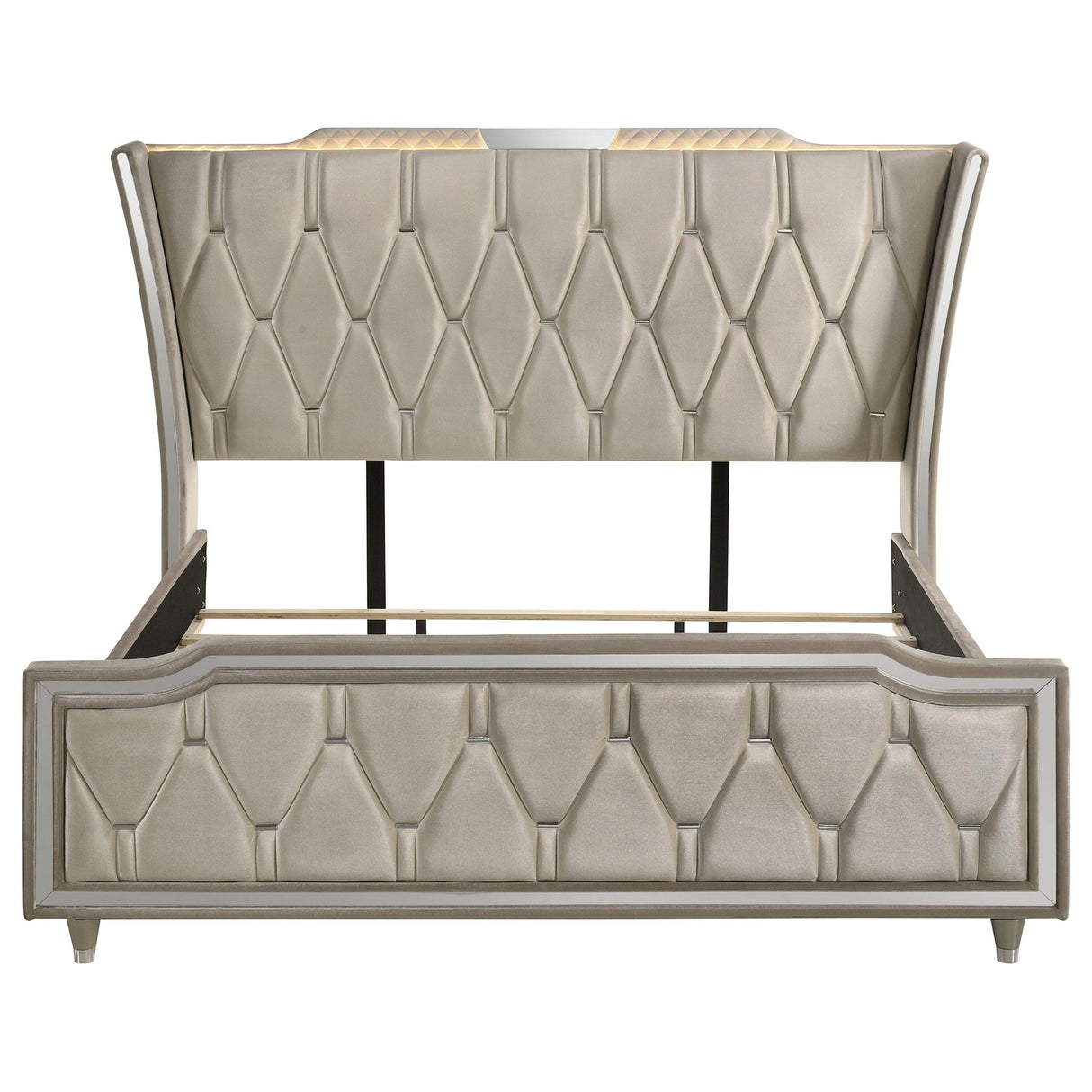Coaster Furniture Lorient 222661KE Eastern King LED Upholstered Bed - Ivory/Camel IMAGE 10