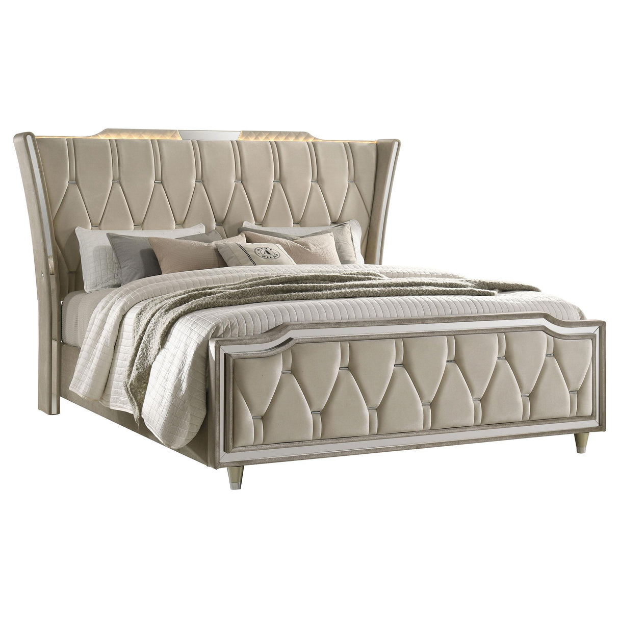 Coaster Furniture Lorient 222661KW California King LED Upholstered Bed - Ivory/Camel IMAGE 7