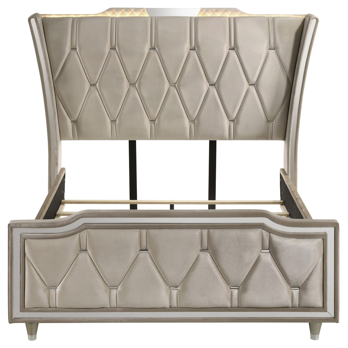 Coaster Furniture Lorient 222661Q Queen LED Upholstered Wingback Bed - Ivory/Camel IMAGE 12