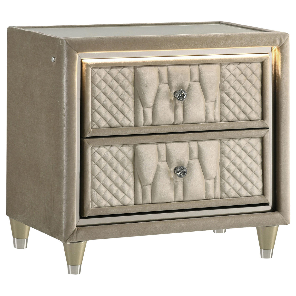 Coaster Furniture Lorient 222662 2-drawer LED Nightstand with USB - Ivory/Camel IMAGE 1