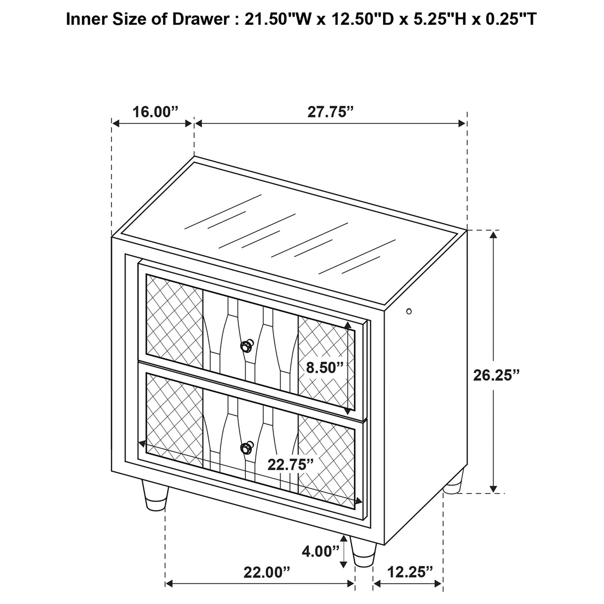 Coaster Furniture Lorient 222662 2-drawer LED Nightstand with USB - Ivory/Camel IMAGE 15