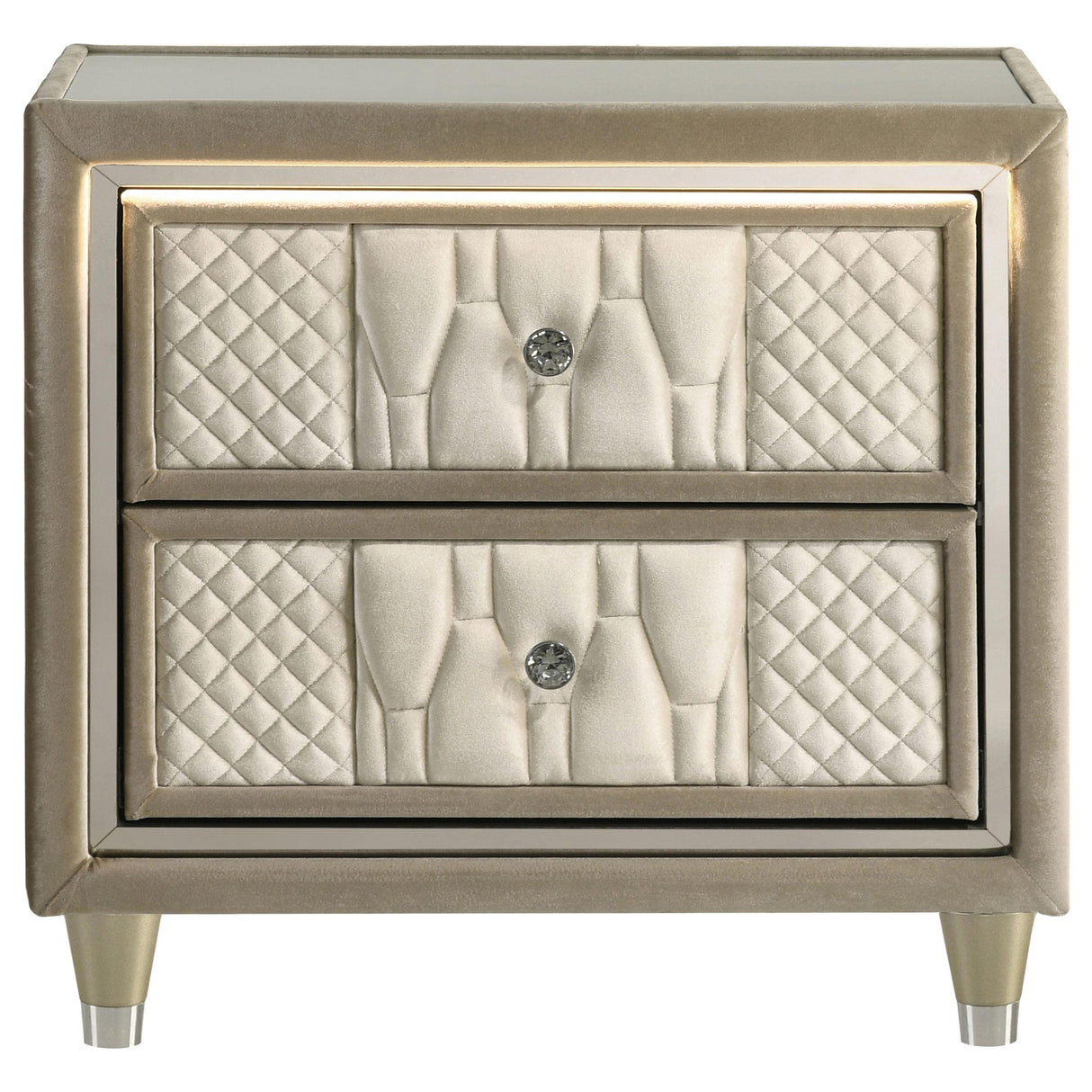Coaster Furniture Lorient 222662 2-drawer LED Nightstand with USB - Ivory/Camel IMAGE 6