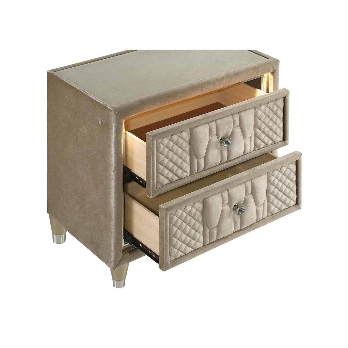 Coaster Furniture Lorient 222662 2-drawer LED Nightstand with USB - Ivory/Camel IMAGE 7