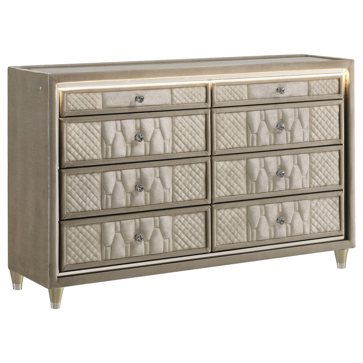 Coaster Furniture Lorient 222663 8-drawer LED Bedroom Dresser Cabinet - Ivory/Camel IMAGE 1