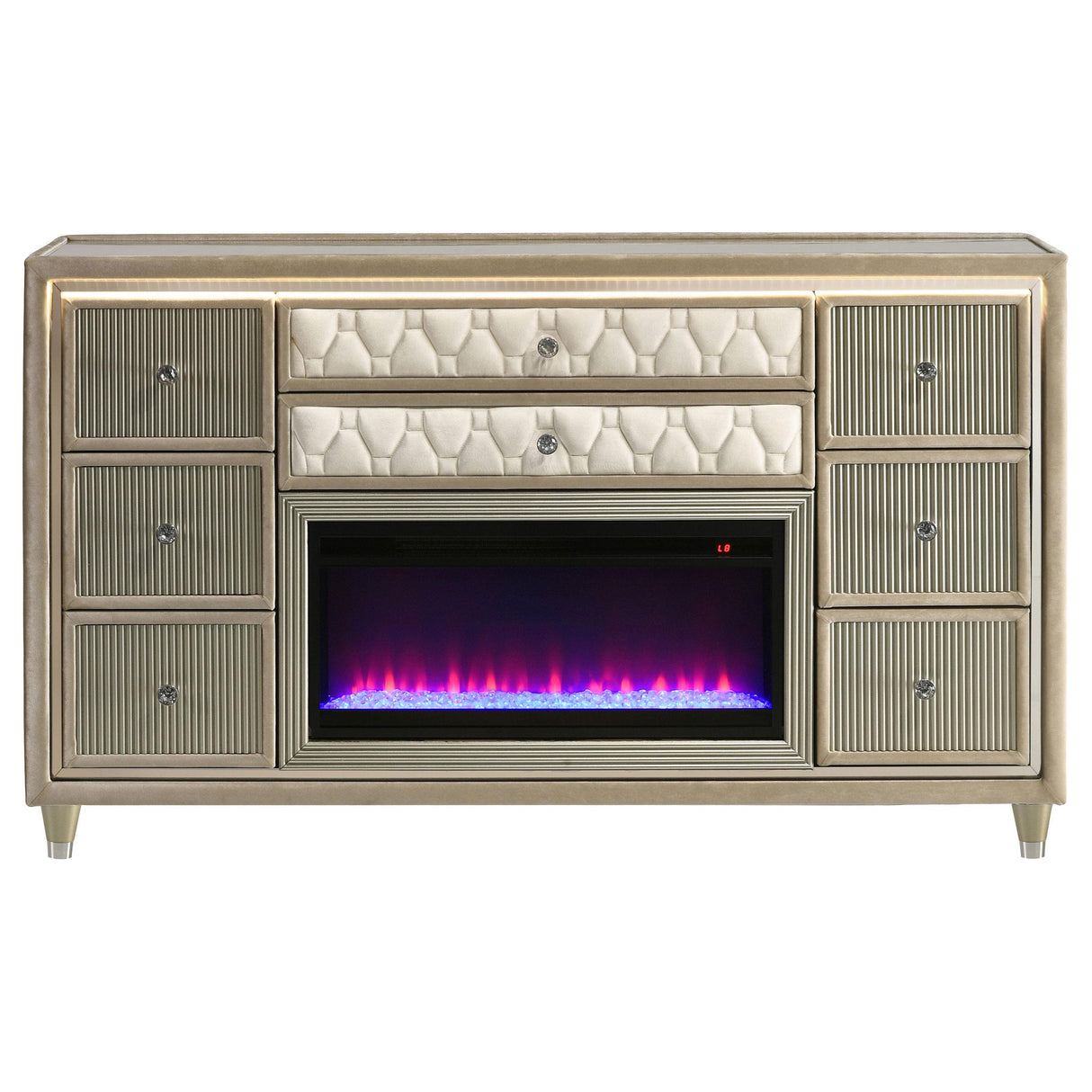 Coaster Furniture Lorient 222663FB 8-drawer LED Bedroom Flame Box Dresser - Ivory Camel IMAGE 13