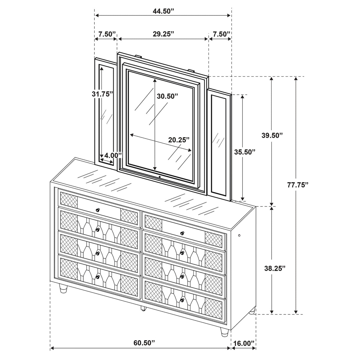 Coaster Furniture Lorient 222663M 8-drawer LED Dresser with Mirror - Ivory/Camel IMAGE 16