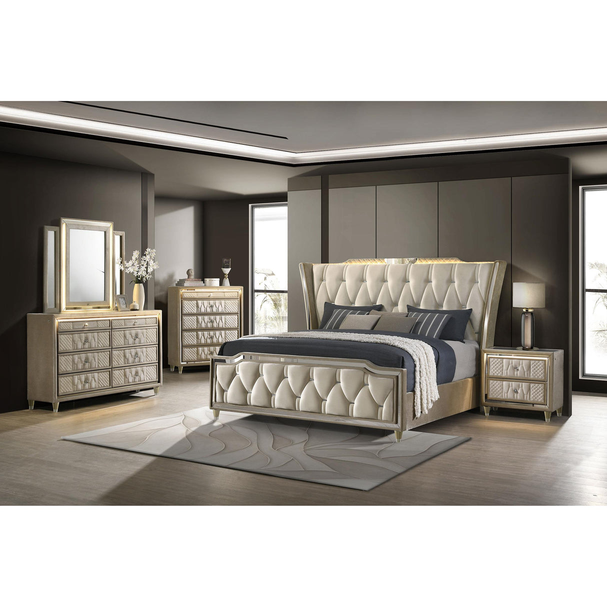 Coaster Furniture Lorient 222664 LED Dresser Mirror - Ivory/Camel IMAGE 9