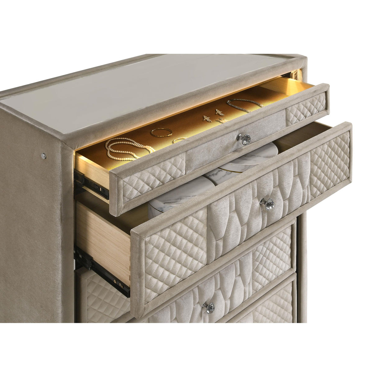 Coaster Furniture Lorient 222665 5-drawer LED Chest - Ivory/Camel IMAGE 11