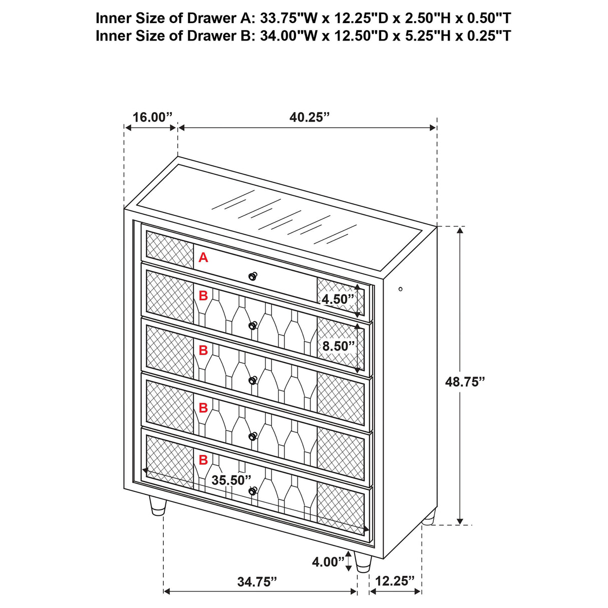 Coaster Furniture Lorient 222665 5-drawer LED Chest - Ivory/Camel IMAGE 16